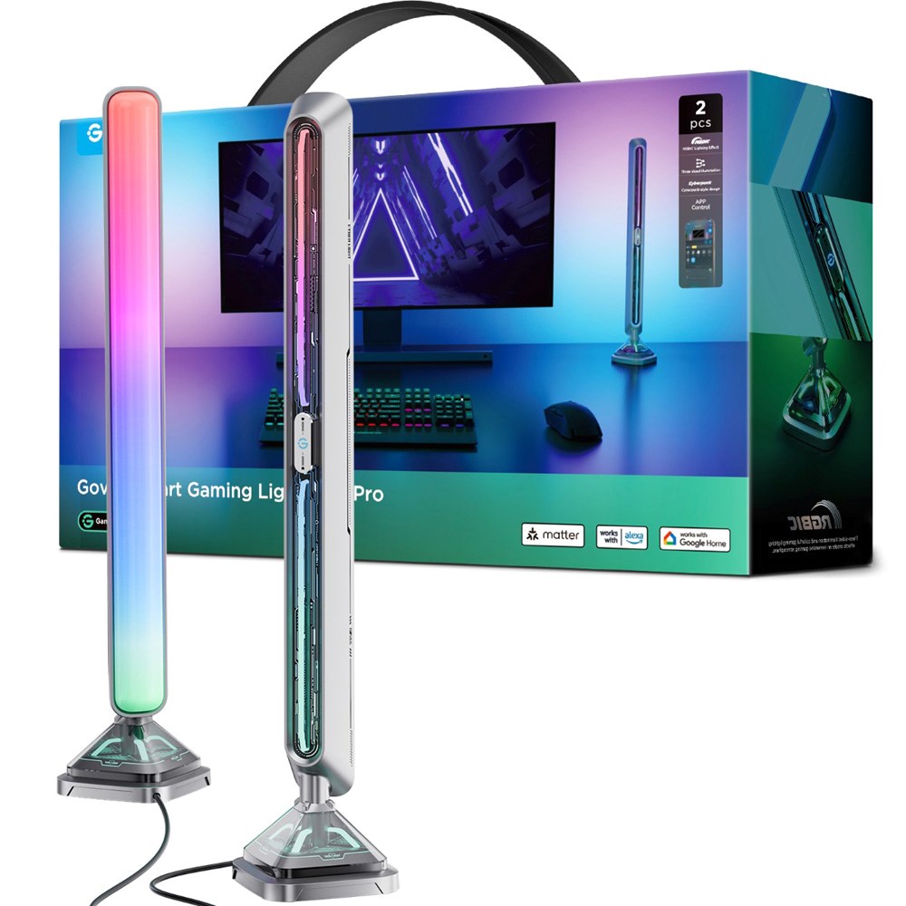 Govee Smart Gaming Light Bars Pro - Tresidet Design - Gennemsigtig / Metal