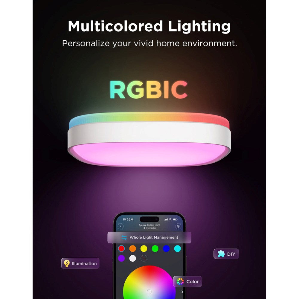 Govee - Square Smart Ceiling Light (Mål: 12") - Hvid