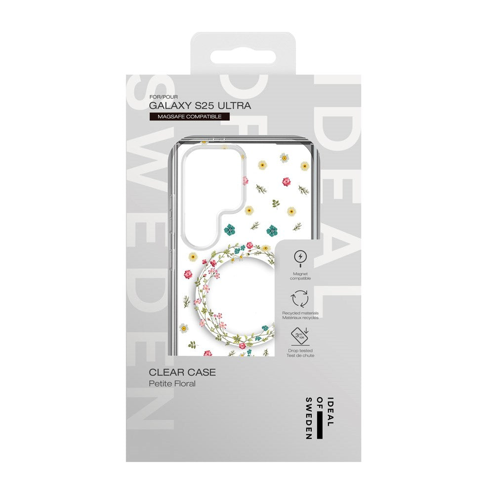 Samsung Galaxy S25 Ultra iDeal Of Sweden Clear Case - Trådløs Opladning - Petite Floral