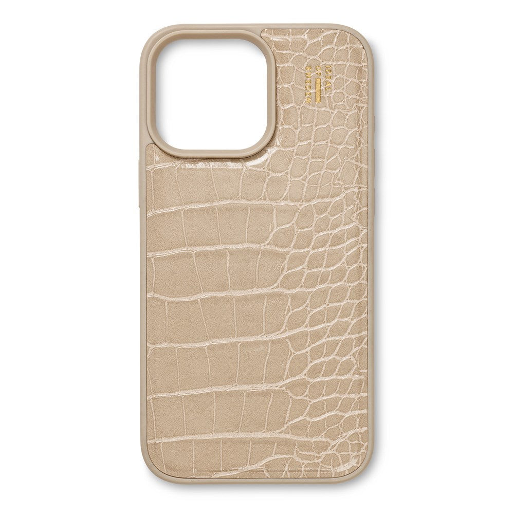 iPhone 16 Pro iDeal Of Sweden Vegan Leather Case - MagSafe Kompatibel - Warm Beige Croco