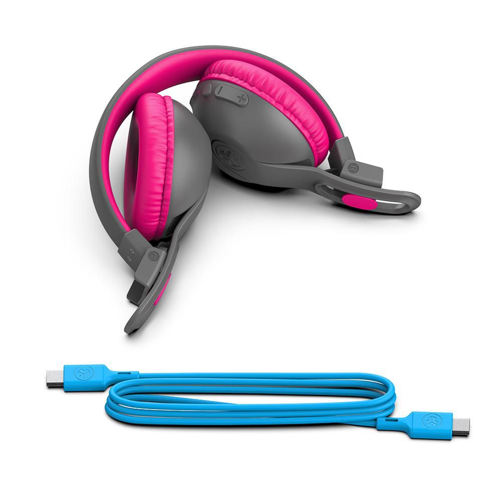 On-Ear Trådløse Børnehovedtelefoner - JLab JBuddies Studio 2 - Grå/Lyserød