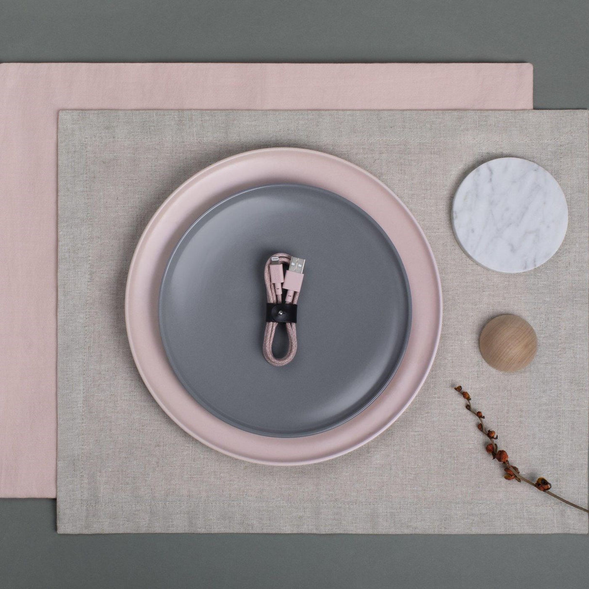 Native Union Belt Kabel USB-A til Lightning m. Læderspænde 1.2 meter - Rose