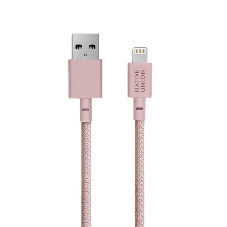 Native Union Belt Kabel USB-A til Lightning m. Læderspænde 1.2 meter - Rose