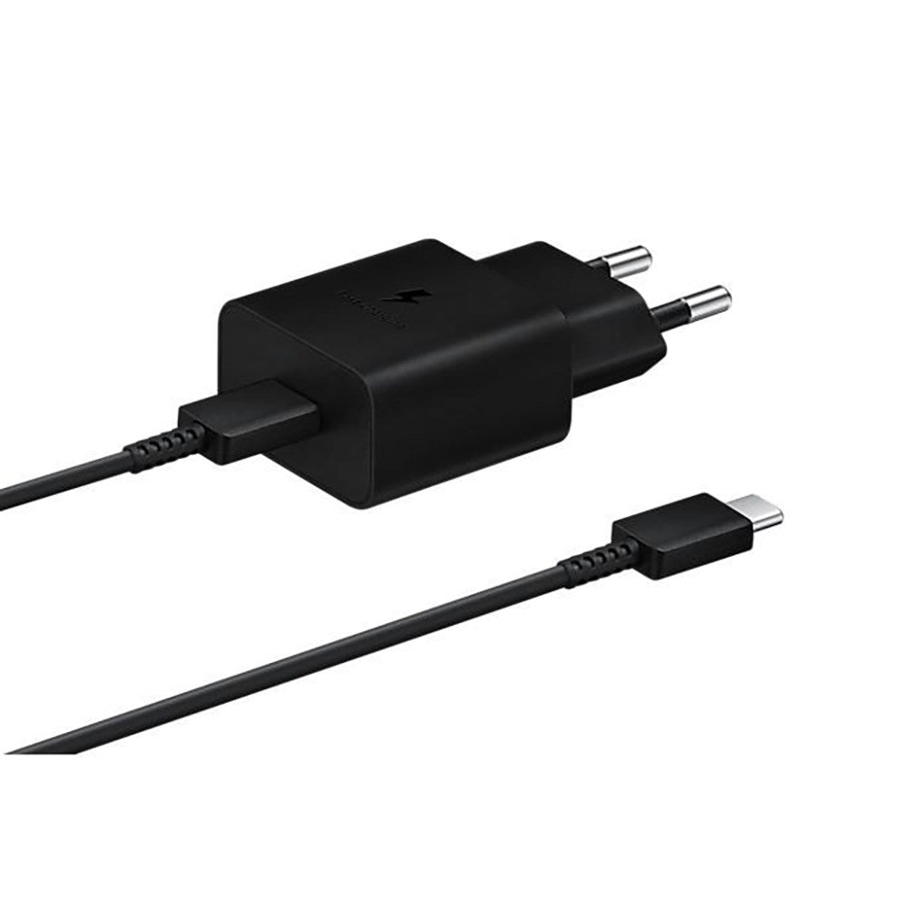 Original Samsung Fast Charger 15W Vægoplader m. USB-C til USB-C Kabel - Sort