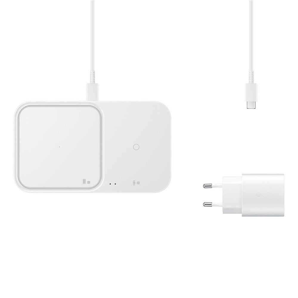 Original Samsung 15W DUO Wireless Pad Trådløs Qi Oplader - Hvid