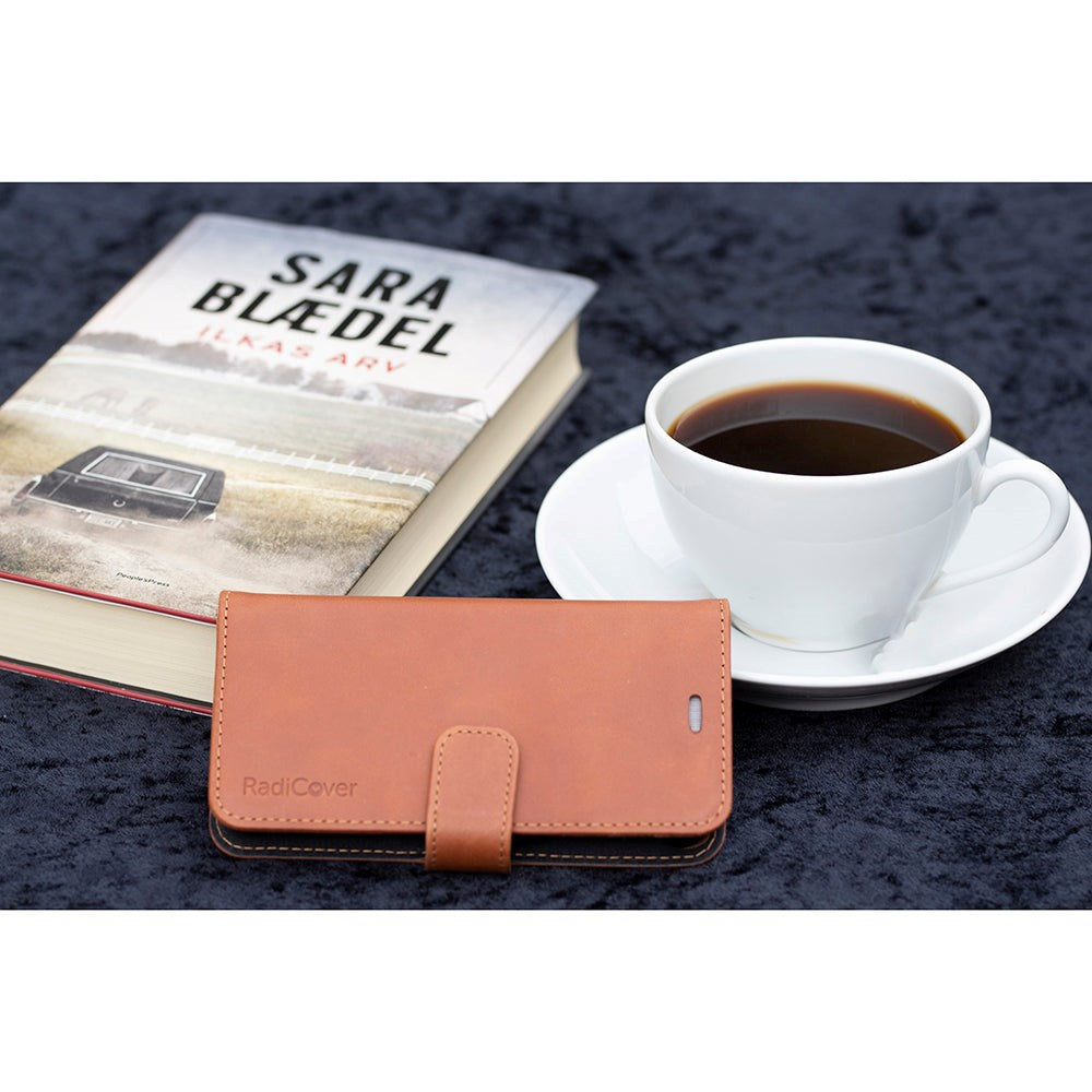 RadiCover 2-in-1 - iPhone 8/7/6/6s - Ægte Læder Cover - 86% Strålingsbeskyttelse - Brun