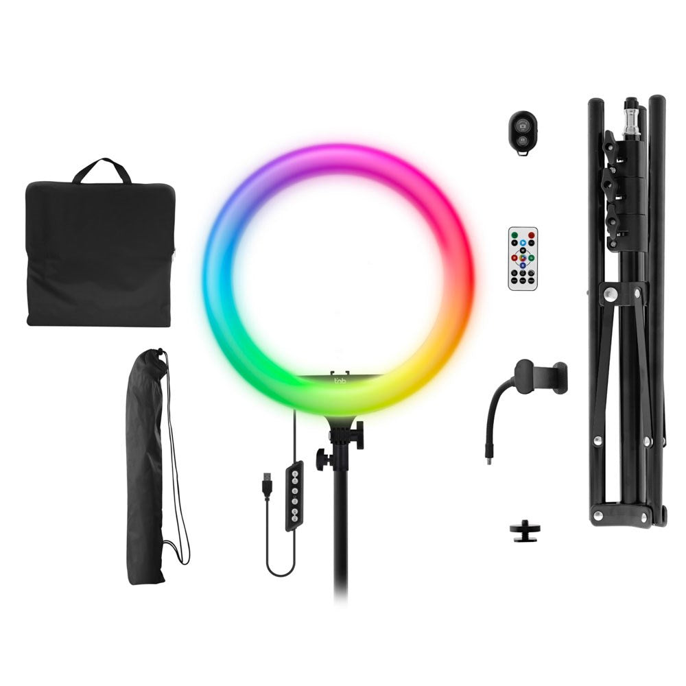 T'NB Influence Pro 14" RGBWW LED Ring Light - inkl. Justerbar Tripod og Opbevaringstasker - Sort