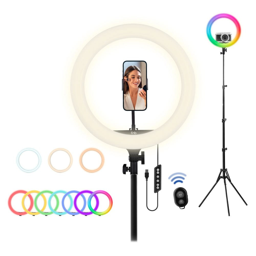 T'NB Influence Pro 14" RGBWW LED Ring Light - inkl. Justerbar Tripod og Opbevaringstasker - Sort