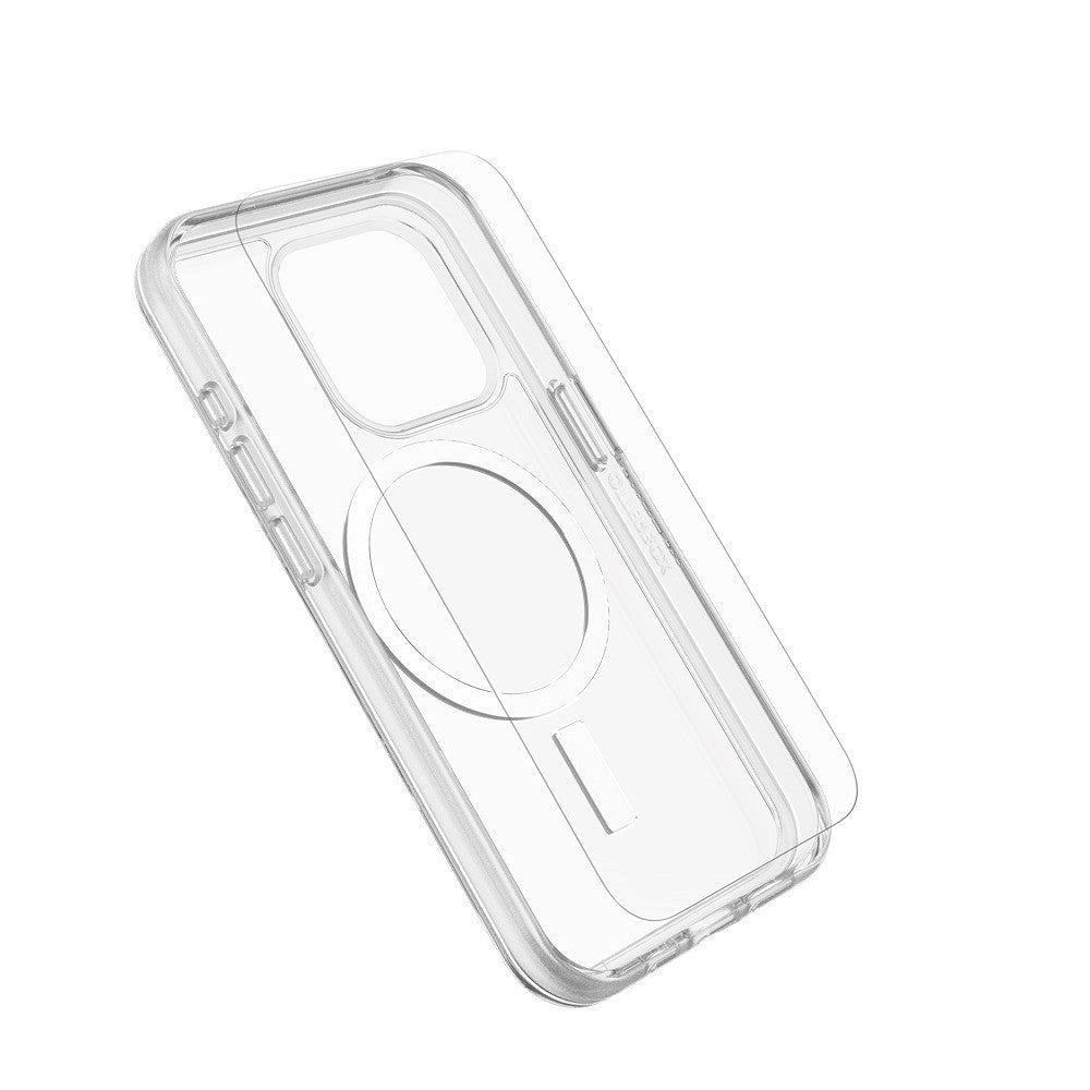 OtterBox iPhone 15 Pro Protection + Power Kit - MagSafe Cover, Skærmbeskyttelse & 30W Vægoplader - Gennemsigtig / Hvid