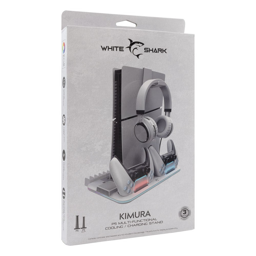 White Shark KIMURA 2 Multifunktionel Ladestation til PS5 - Hvid