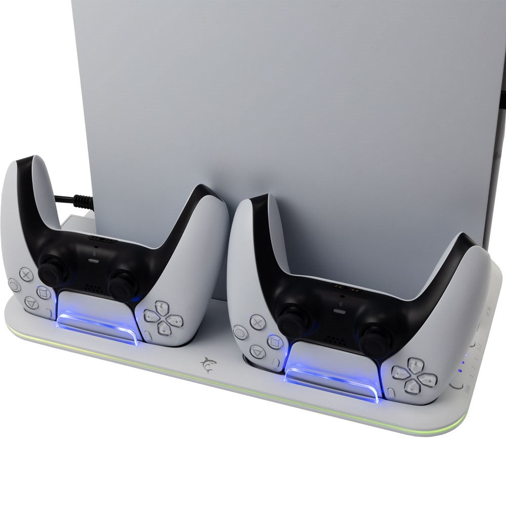 White Shark KIMURA 2 Multifunktionel Ladestation til PS5 - Hvid