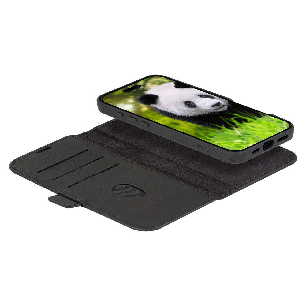 iPhone 16 Plus dbramante1928 Lynge Ægte Læder Magnet Flip Cover - MagSafe Kompatibel - Black