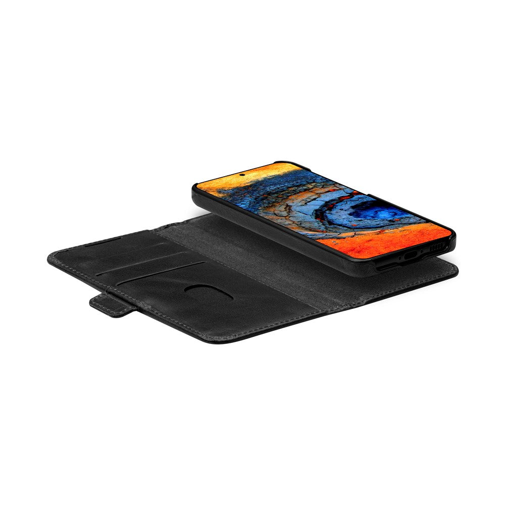 dbramante1928 Lynge - Samsung Galaxy S25 - Ægte Læder 2-i-1 Flip Cover - Black