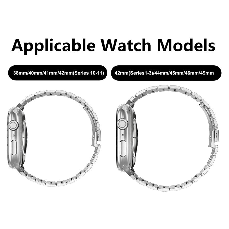 Lippa Apple Watch (42/44/SE/45/46/49mm) Rem i Rustfri Stål - Sølv
