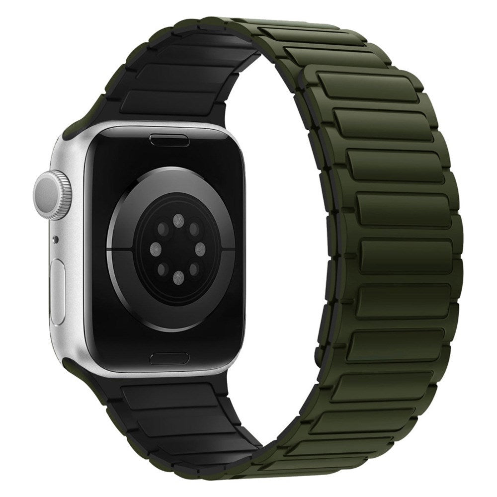 Lippa Apple Watch (42/44/45/46/49 mm) Magnetisk Silikone Urrem - Mørkegrøn