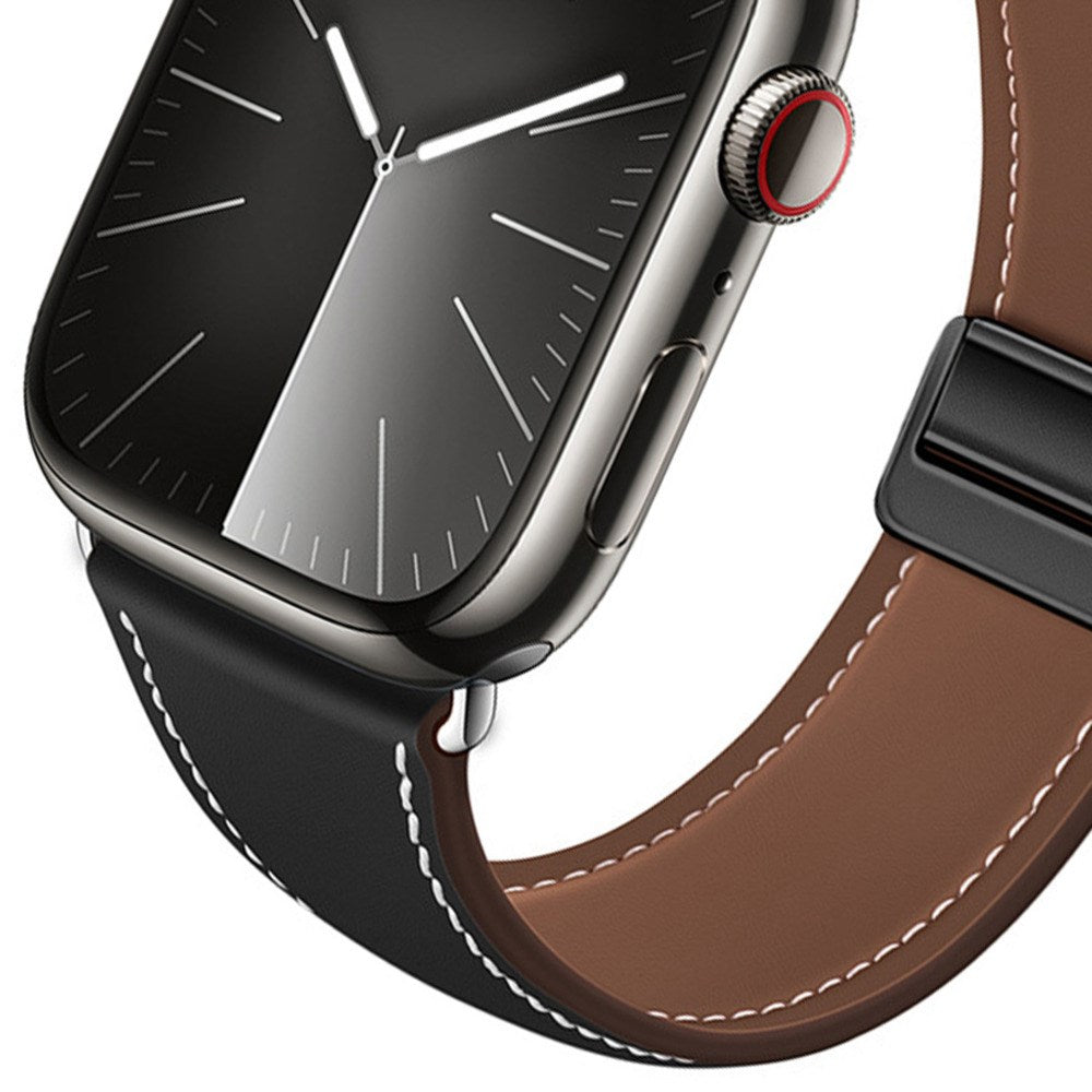 Lippa Apple Watch (38/40/41/42 mm) Magnetisk Kunstlæder Urrem - Sort