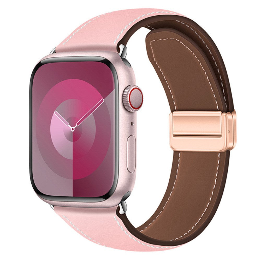 Lippa Apple Watch (42/44/45/46/49 mm) Magnetisk Kunstlæder Urrem - Lyserød