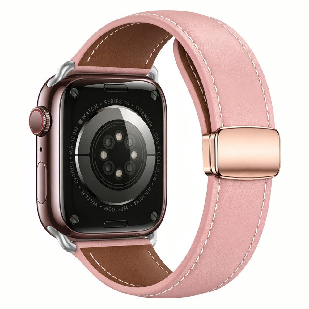 Lippa Apple Watch (42/44/45/46/49 mm) Magnetisk Kunstlæder Urrem - Lyserød