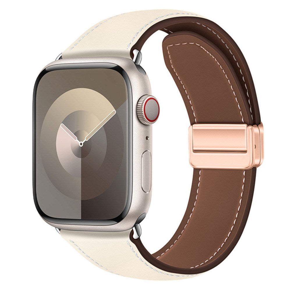 Lippa Apple Watch (42/44/45/46/49 mm) Magnetisk Kunstlæder Urrem - Beige
