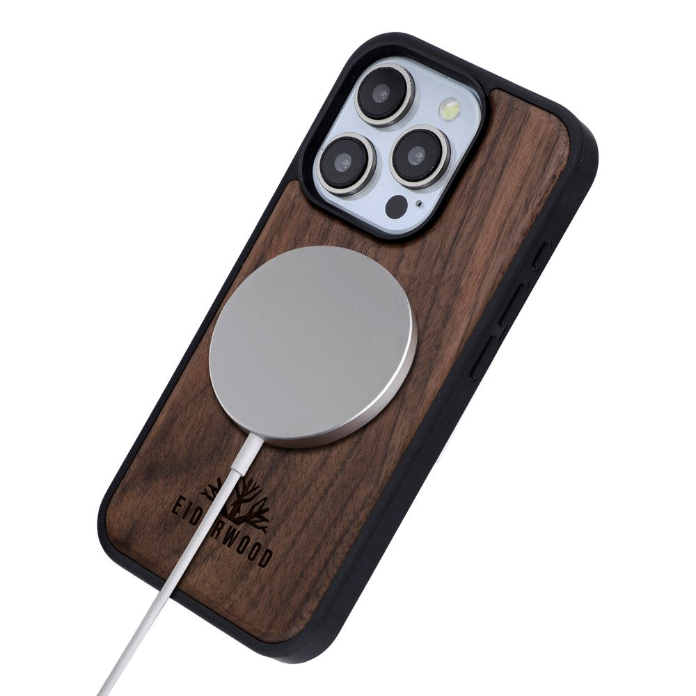 iPhone 15 Pro - EIDERWOOD Magnetisk Træcover - MagSafe Kompatibel - Valnøddetræ
