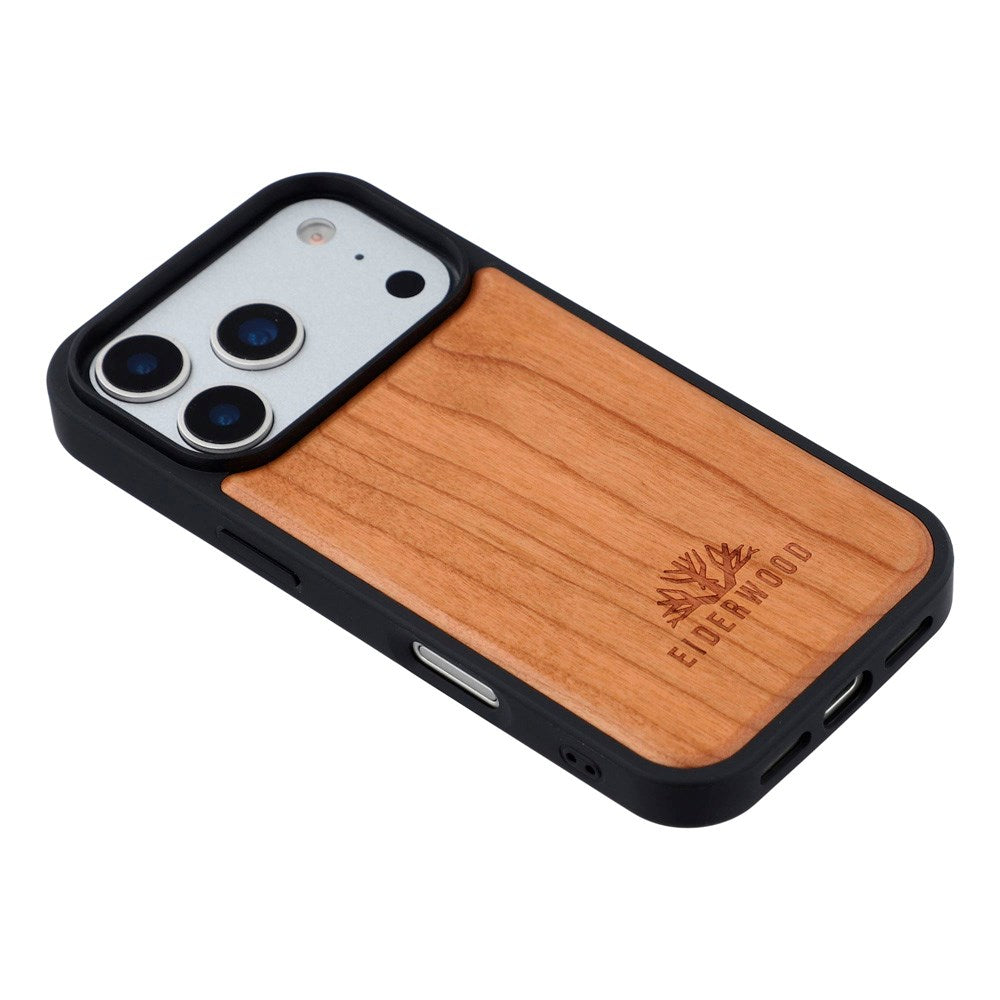 iPhone 17 Pro - EIDERWOOD Magnetisk Træcover - MagSafe Kompatibel - Kirsebærtræ