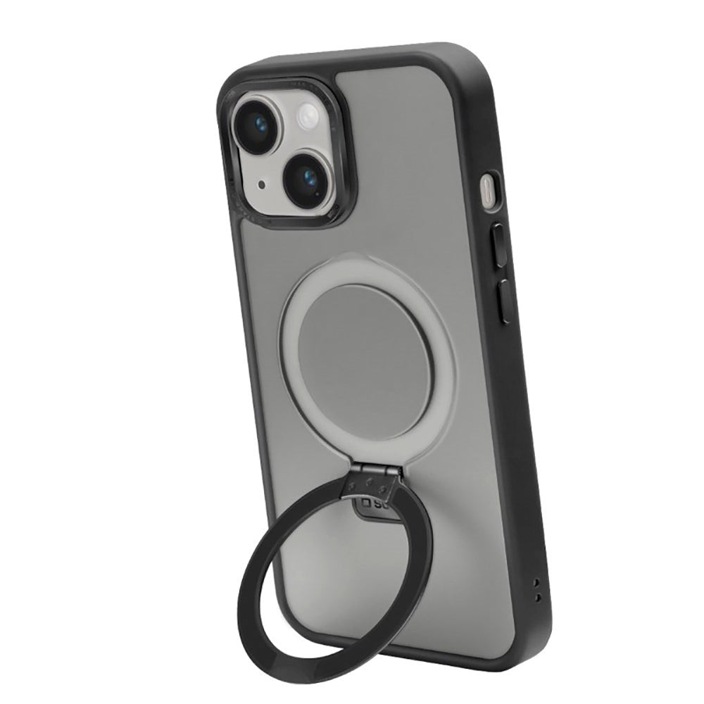 iPhone 15 SBS Mag Stand Cover - MagSafe Kompatibel - Mat Sort