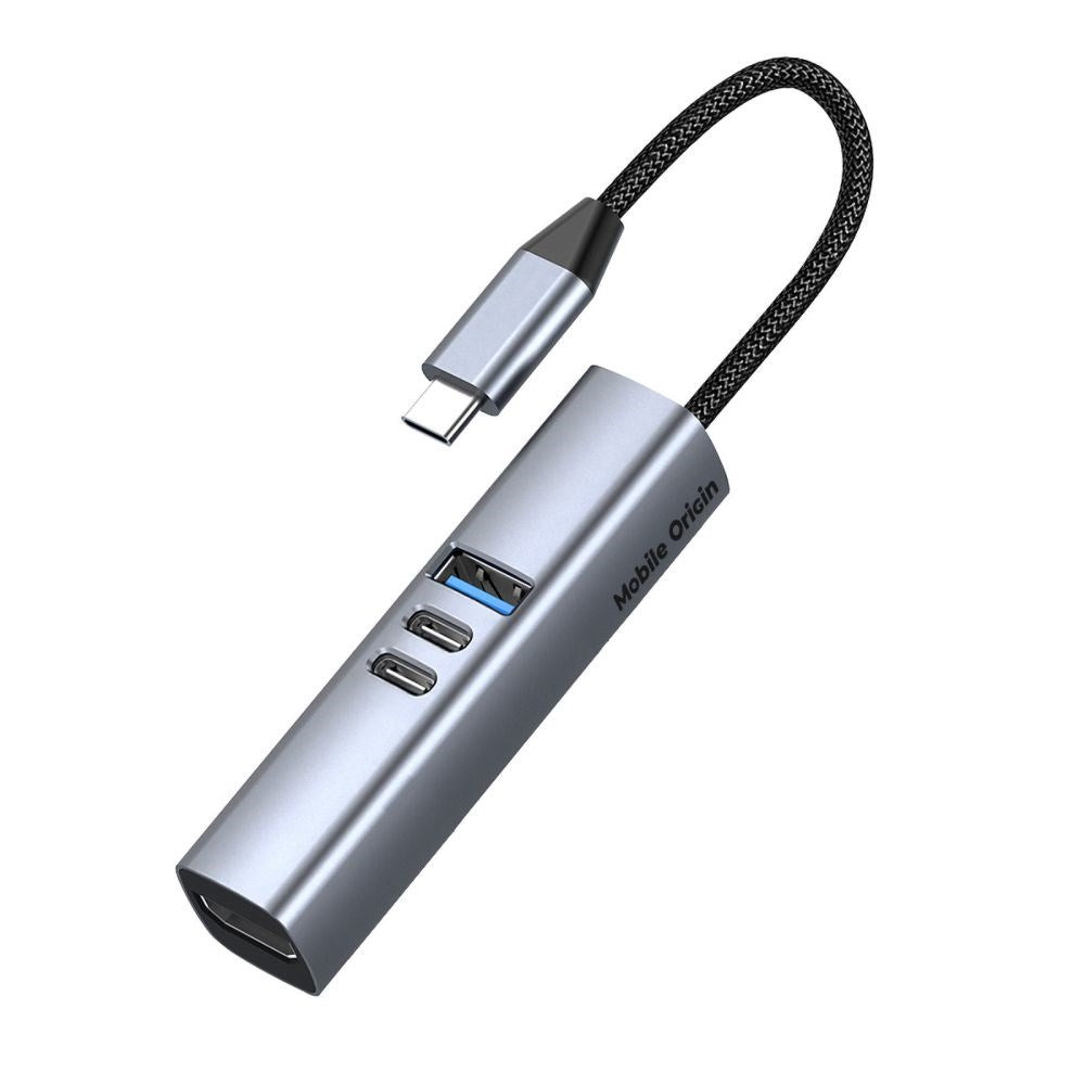 Mobile Origin 7-i-1 USB-C Hub m. 1 x USB-A 3 x USB-C 1 x HDMI 1 x TF / SD Kort - Grå