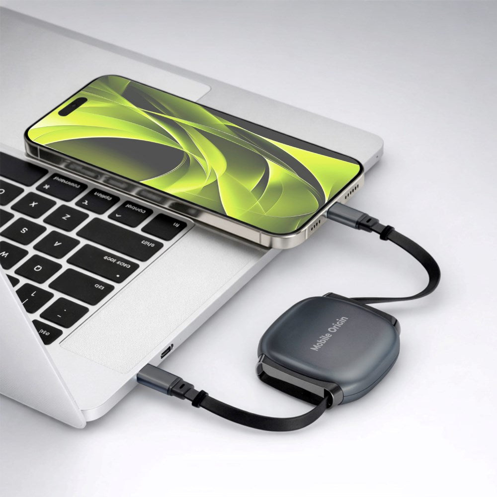 Mobile Origin Udtrækkeligt Kabel Boks 100W med USB-C til USB-C - Grå