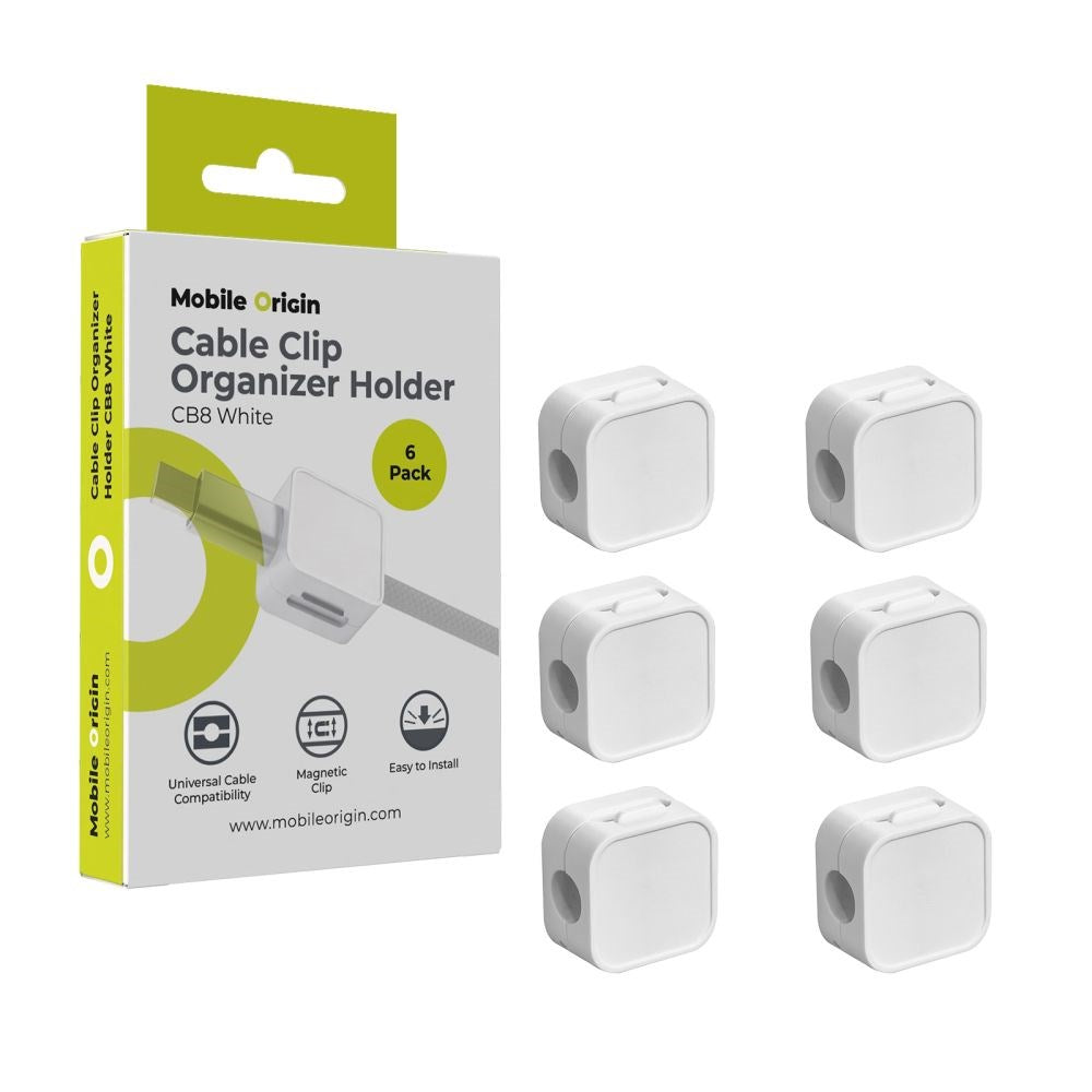 Mobile Origin Kabelholder m. Magnetisk Lukning - 6 stk. - Hvid