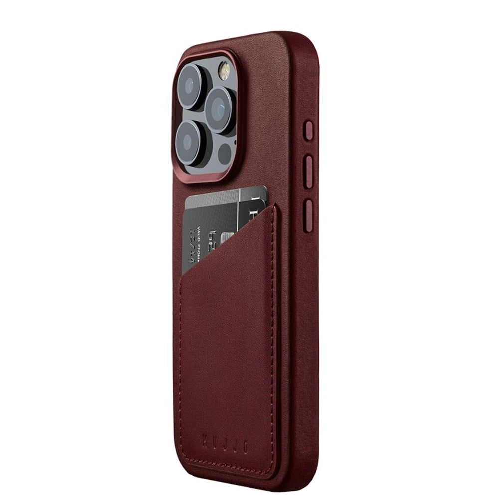 Mujjo iPhone 15 Pro Leather Wallet Cover - MagSafe Kompatibel - Brun