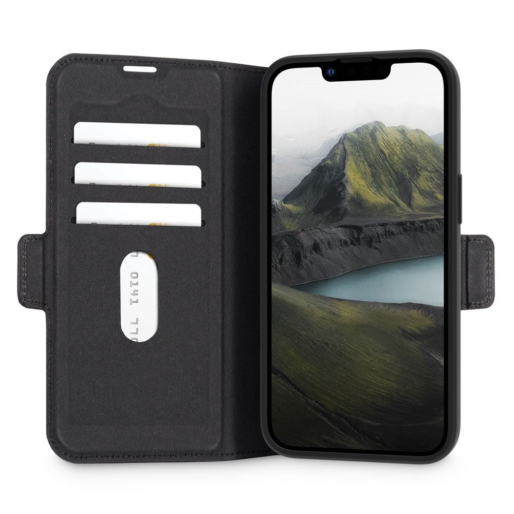 dbramante1928 iPhone 16e Oslo Pro Genanvendt Plastik Flip Cover - Kortholder og Ståfunktion - Black