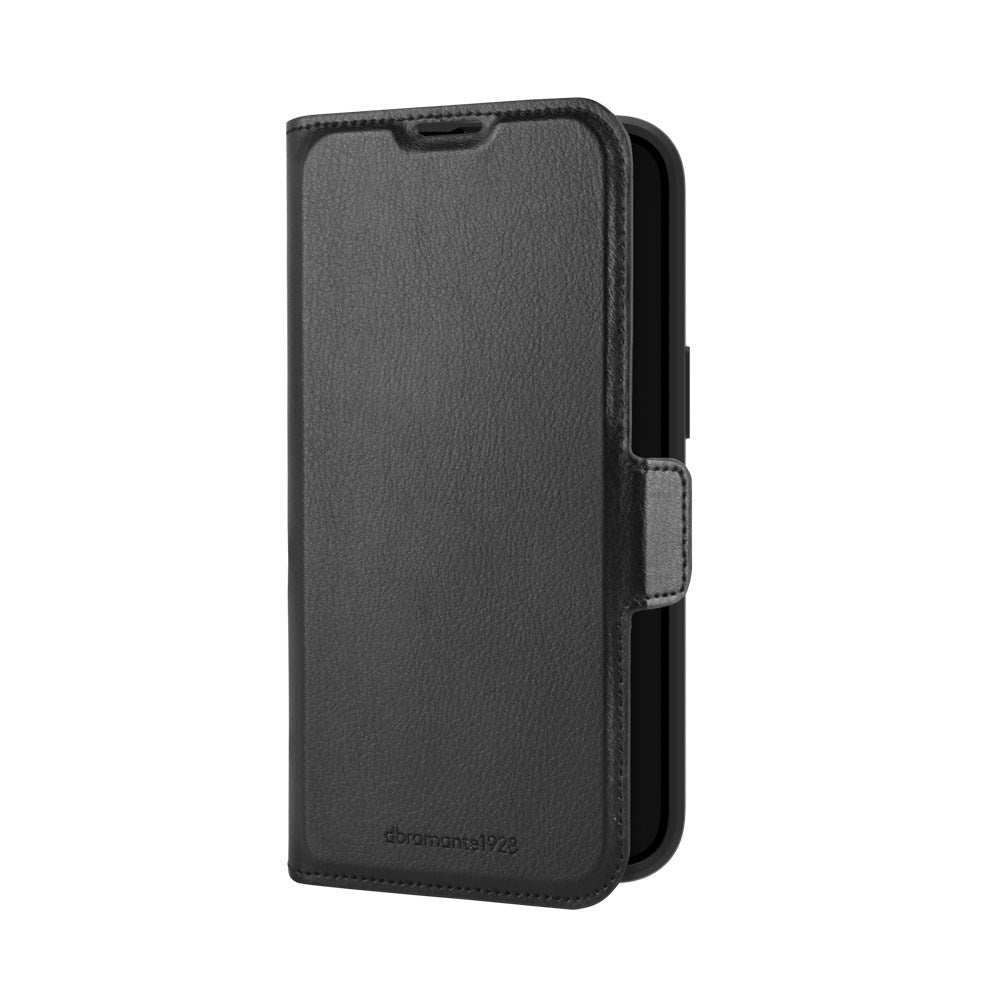dbramante1928 iPhone 16e Oslo Pro Genanvendt Plastik Flip Cover - Kortholder og Ståfunktion - Black
