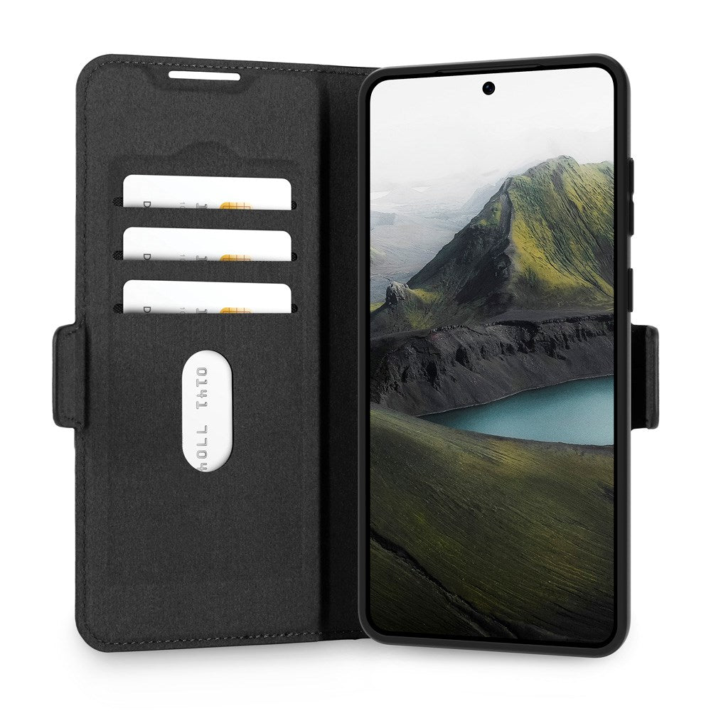 dbramante1928 Samsung Galaxy S25 Edge Oslo Pro Genanvendt Plastik Flip Cover - Kortholder og Ståfunktion - Sort