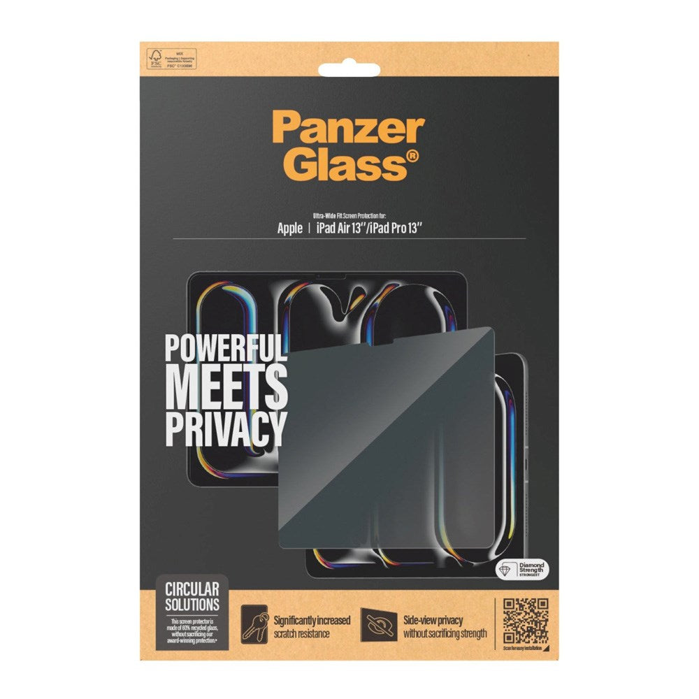 PanzerGlass Privacy Skærmbeskyttelse til iPad Air 13" (2025 / 2024) / iPad Pro 13'' 2024 - Ultra-Wide Fit