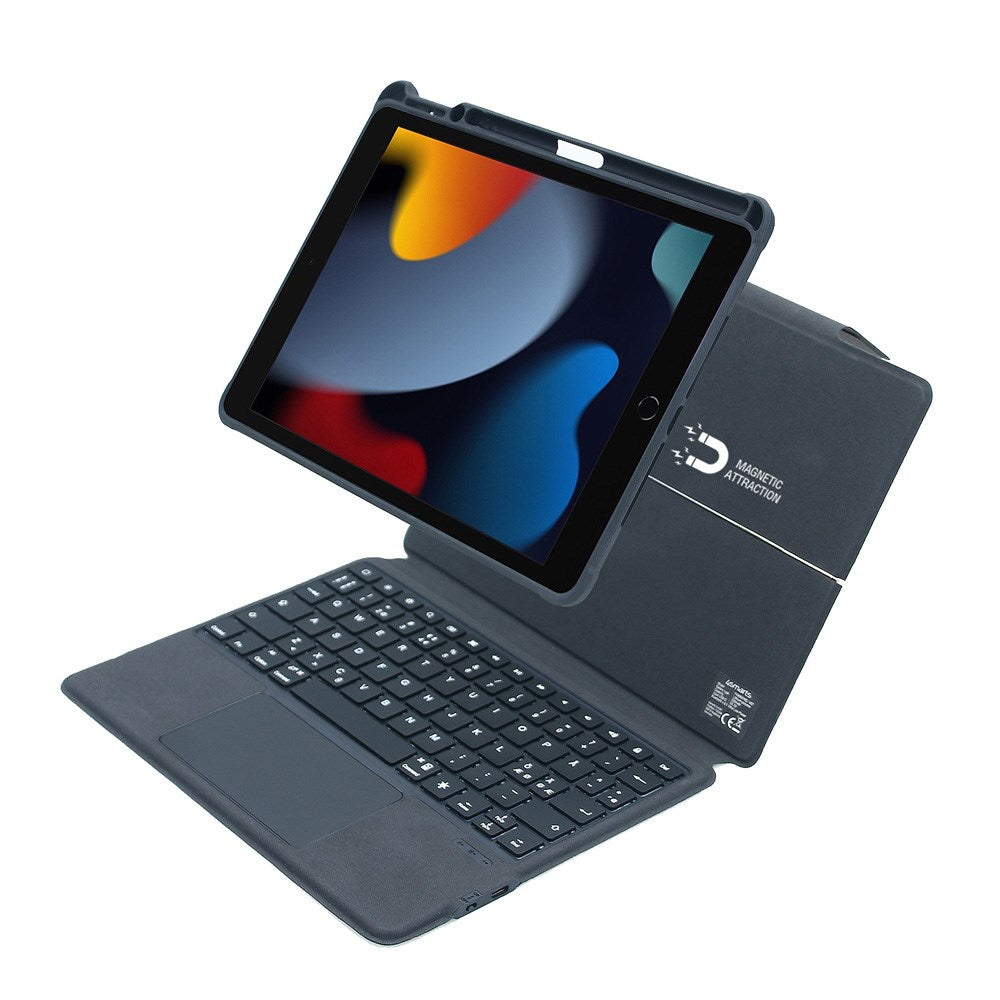 4Smarts Tastatur m. cover til iPad Air 11 / iPad Pro 11 - Solid Pro med Dansk Tastaturlayout - Sort