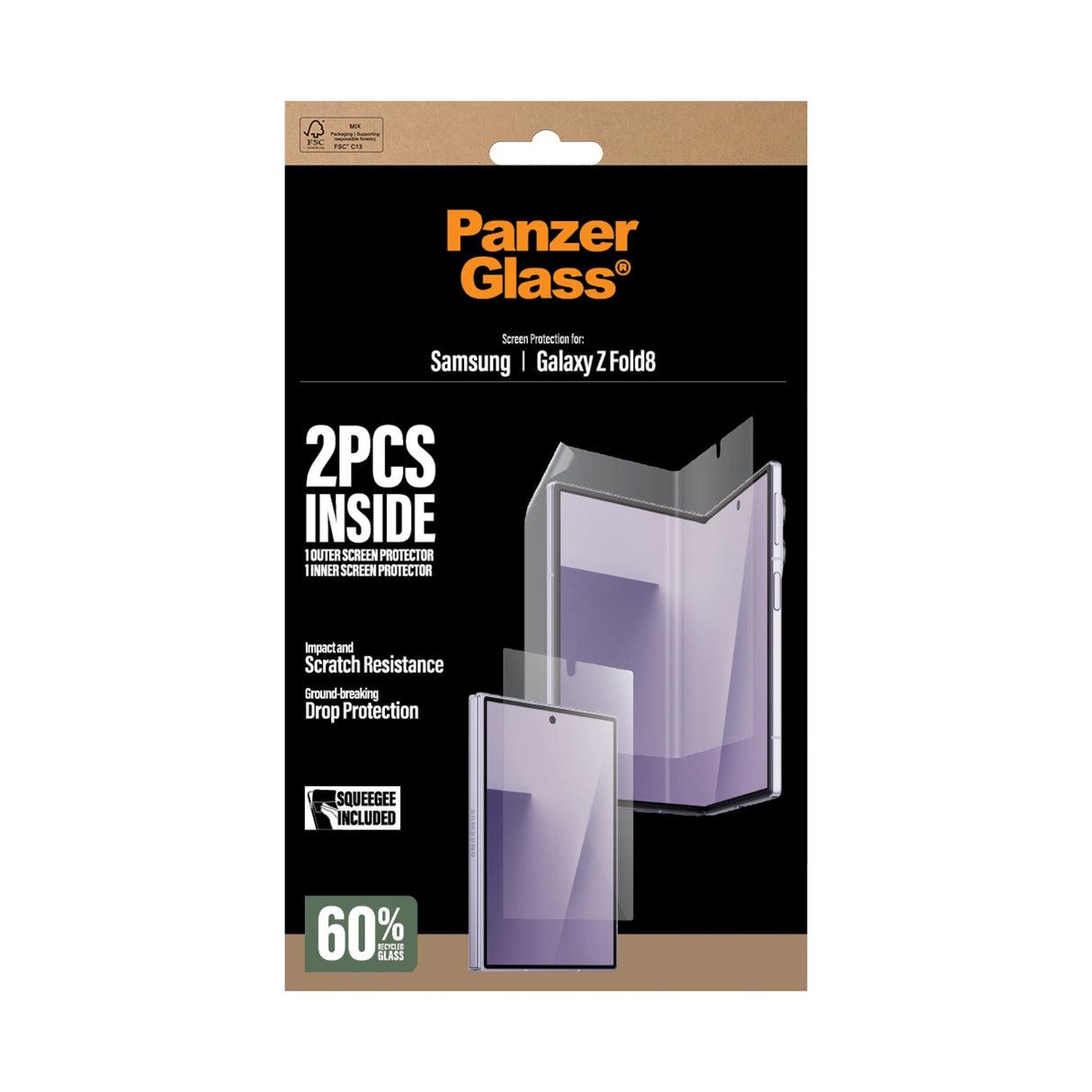 Samsung Galaxy Z Fold8 PanzerGlass® Classic Fit Beskyttelsesfilm Til Fornt & Indvendig - Gennemsigtig