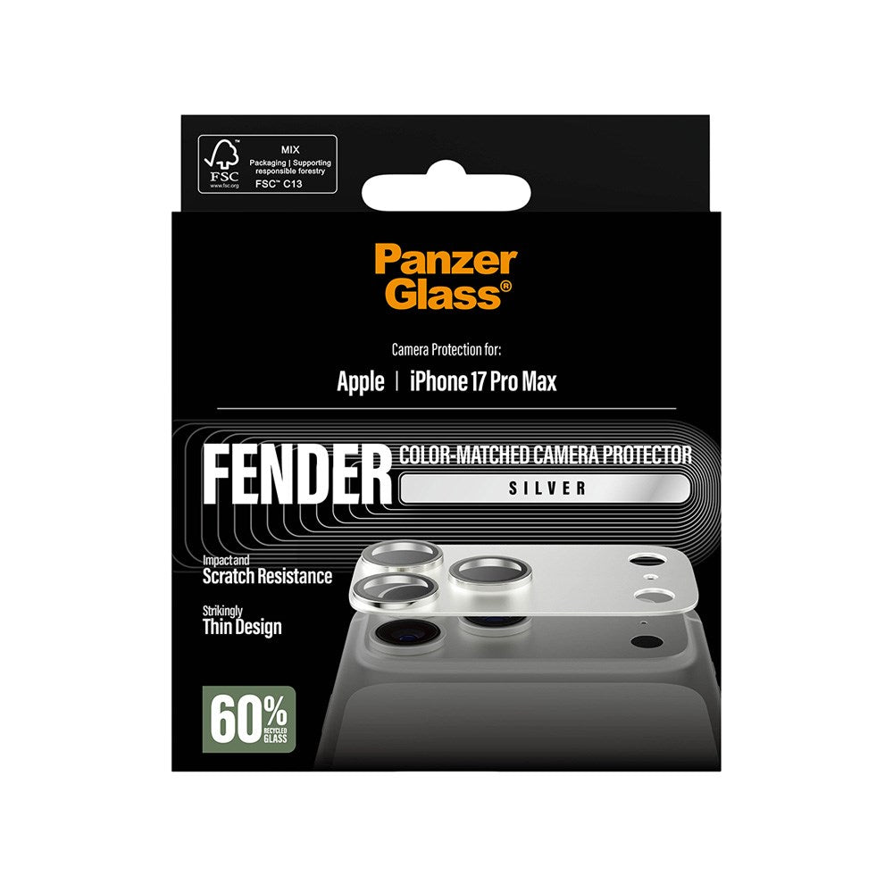 iPhone 17 Pro Max PanzerGlass FENDER Kameralinse Beskyttelsesglas - Silver