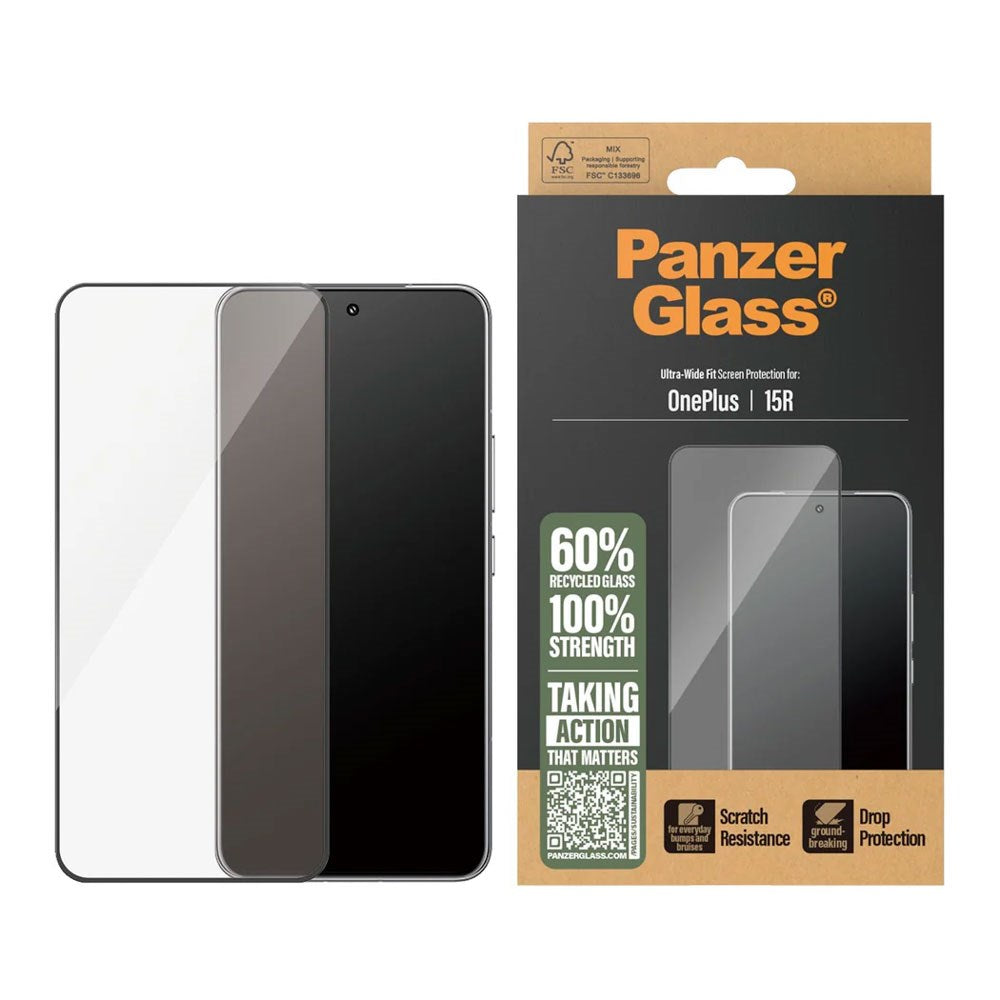 OnePlus 15R PanzerGlass Hærdet Beskyttelsesglas - Ultra Wide Fit - Gennemsigtig