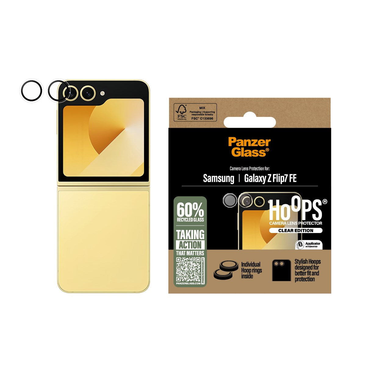 Samsung Galaxy Z Flip7 FE - PanzerGlass - Hoops Kameralinsebeskyttelse - Gennemsigtig