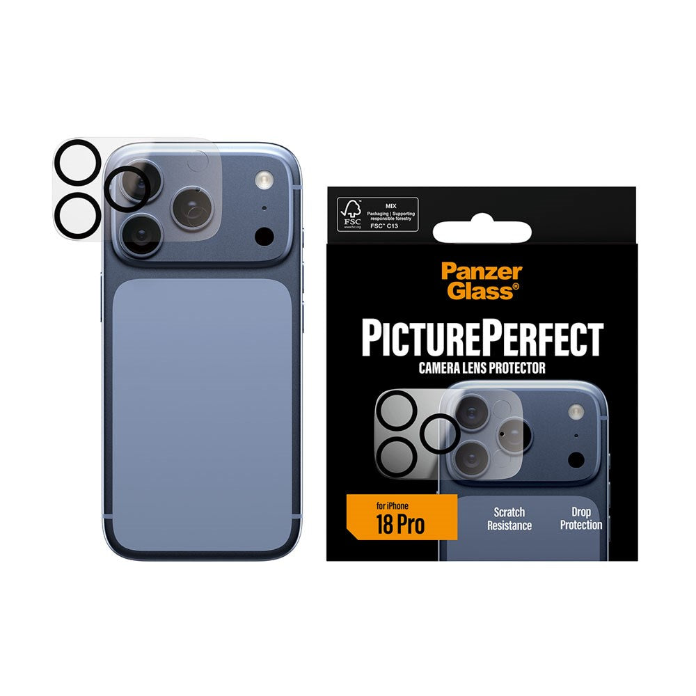 iPhone 18 Pro PanzerGlass PicturePerfect - Beskyttelse til Kameralinse - Gennemsigtig / Sort