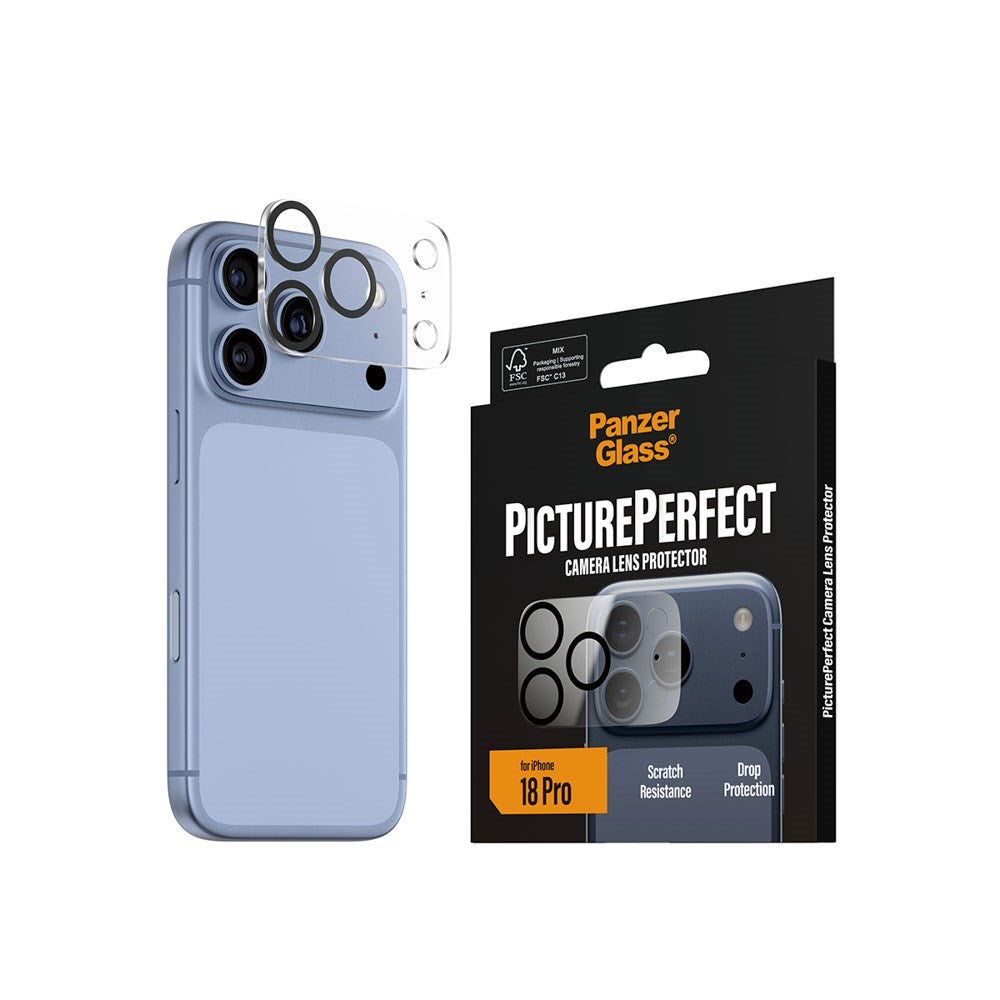 iPhone 18 Pro PanzerGlass PicturePerfect - Beskyttelse til Kameralinse - Gennemsigtig / Sort