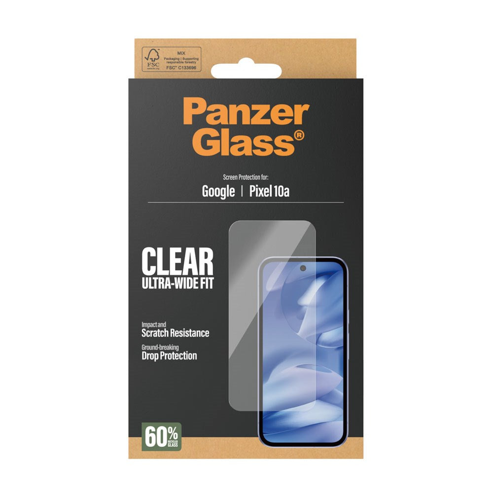 Google Pixel 10a PanzerGlass Hærdet Beskyttelsesglas - Ultra Wide Fit - Gennemsigtig
