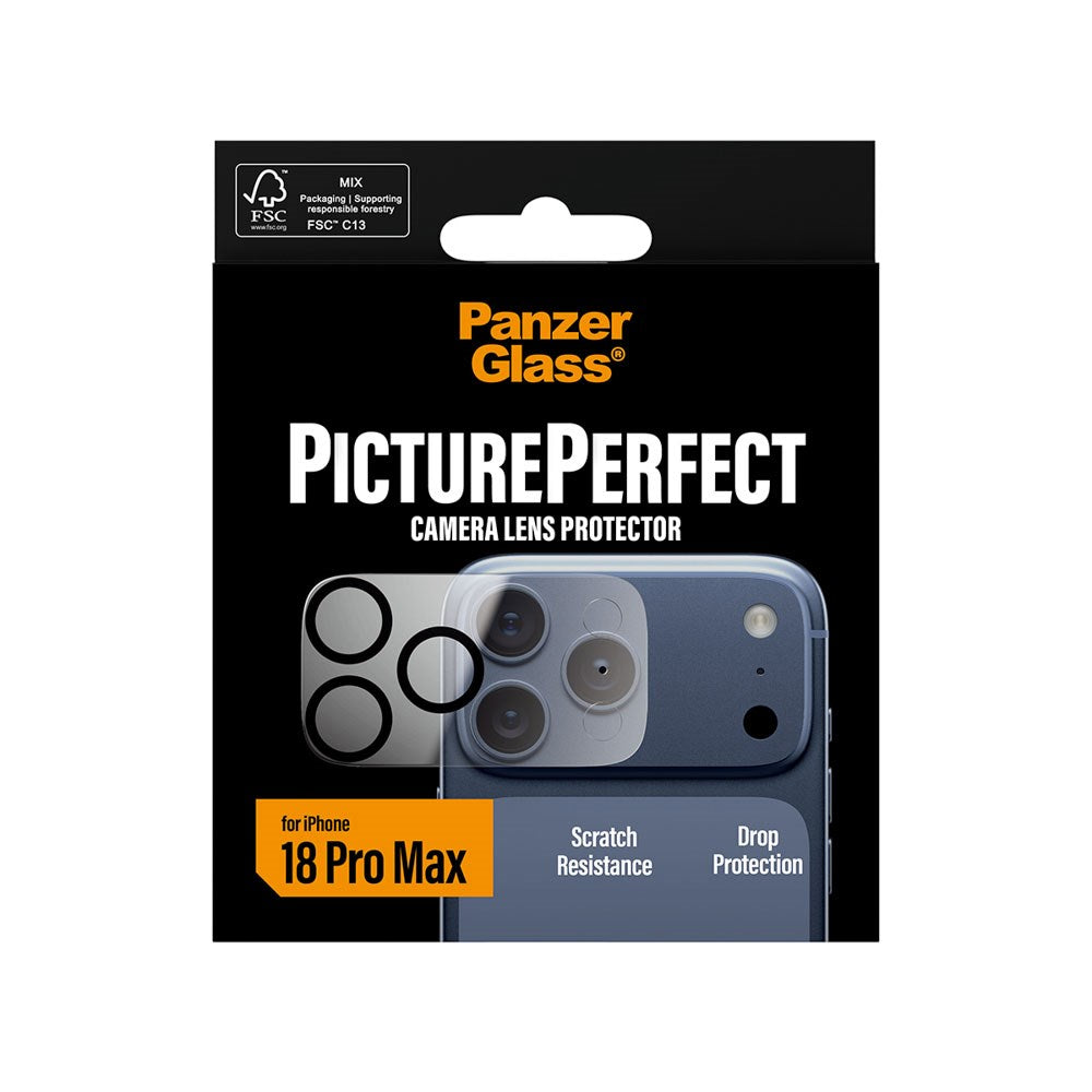 iPhone 18 Pro Max PanzerGlass PicturePerfect - Beskyttelse til Kameralinse - Gennemsigtig / Sort