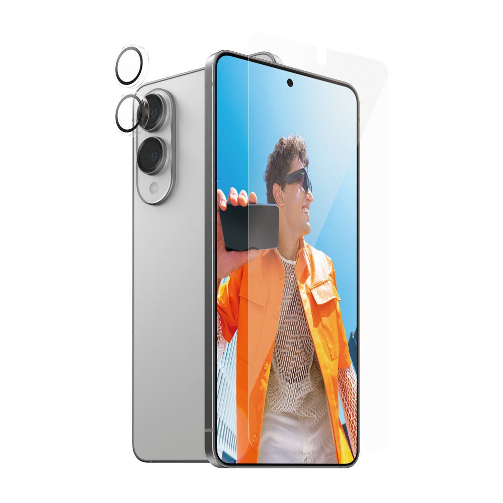 Samsung Galaxy S25 Edge PanzerGlass 2-i-1 Bundle m. EasyAligner - Skærmbeskyttelse / Kamerabeskyttelse - Gennemsigtig / Sort