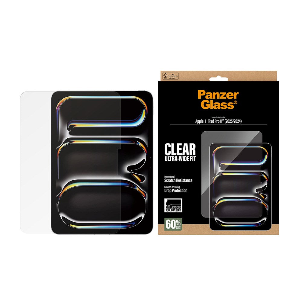 iPad Pro 11" (2025 / 2024) PanzerGlass Skærmbeskyttelse inkl. Installationsramme - Ultra-Wide Fit - Gennemsigtig