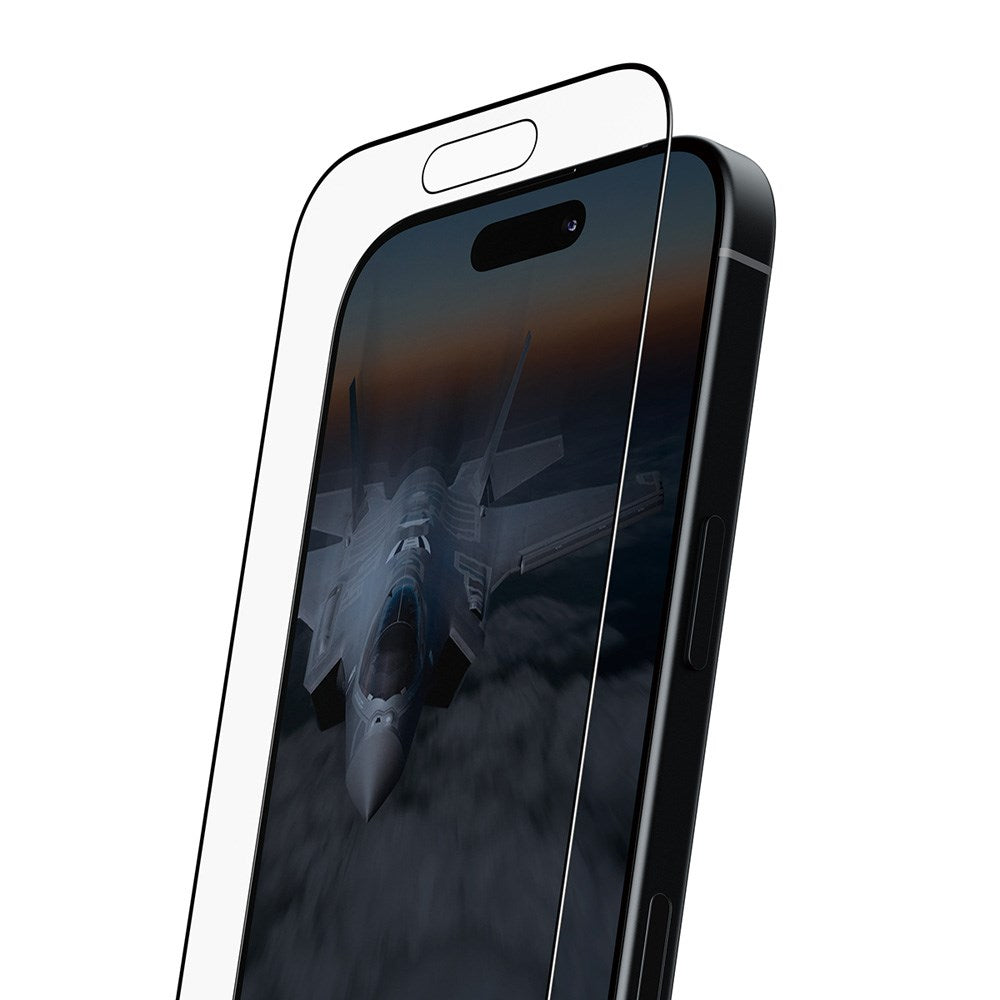 iPhone 17 / 16 Pro PanzerGlass Stealth Skærmbeskyttelsesglas - Ultra-Wide Fit - Gennemsigtig / Sort Kant