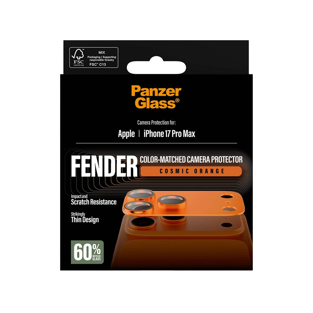 iPhone 17 Pro Max PanzerGlass FENDER Kameralinse Beskyttelsesglas - Cosmic Orange