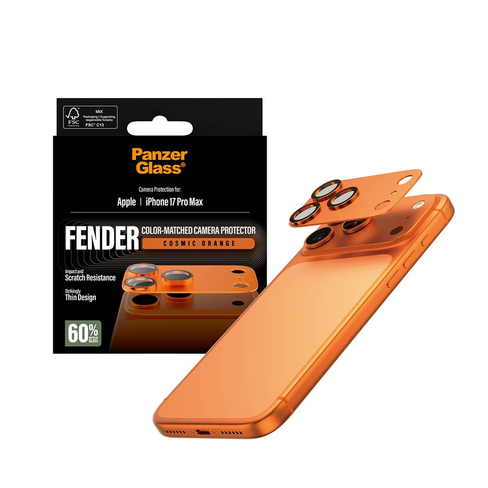 iPhone 17 Pro Max PanzerGlass FENDER Kameralinse Beskyttelsesglas - Cosmic Orange