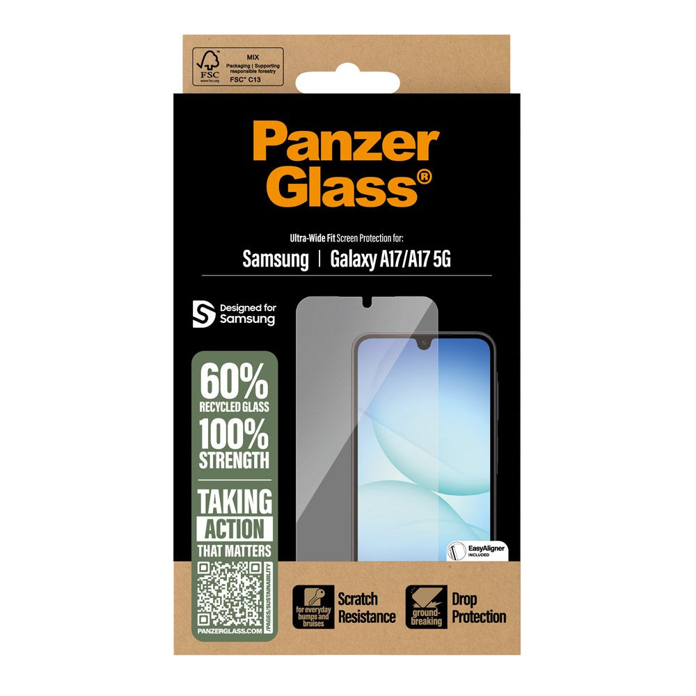 PanzerGlass® Samsung Galaxy A17 (5G) Ultra-Wide Skærmbeskyttelse - EasyAligner - Gennemsigtig