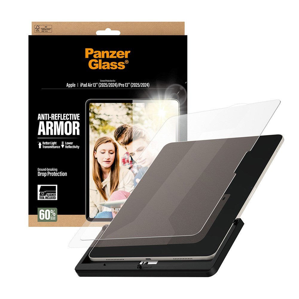 iPad Air 13" (2026 / 2025 / 2024) / Pro 13" (2025 / 2024) - PanzerGlass Ultra-Wide Fit Anti-Reflective Armor Skærmbeskyttelsesglas m. Installationsramme - Gennemsigtig